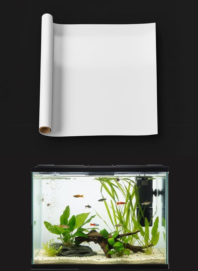 LYYAB Aquarium Background Static Cling White Fish Tank Sticker 39 x 12 inches | Easy Install for Glass Tanks, No Residue, Reusable - Image 1